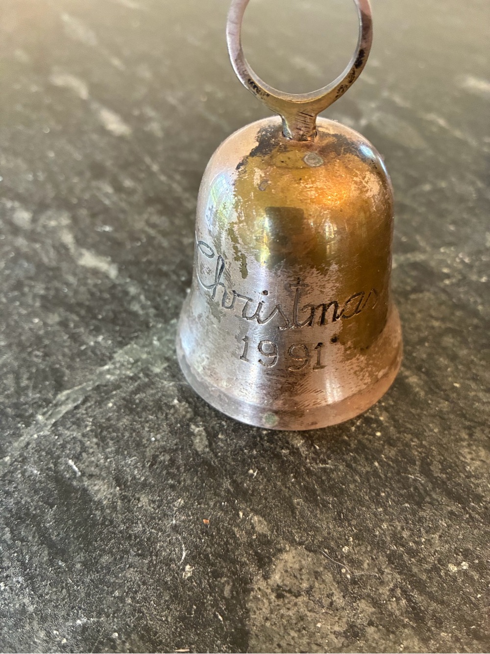 Vintage 1991 International Silver Co Christmas Bell Engraved Silver Plated
